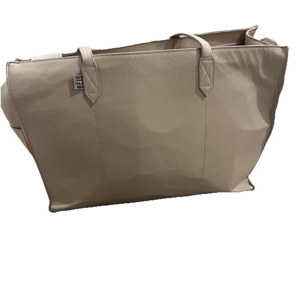 BEIS The Work Tote Beige Bag Travel Lg With Strap/ Interior iPad Snap On Pouch - Picture 5 of 16